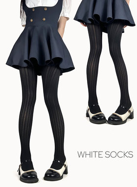 white socks秋冬黑色镂空爱心连裤袜美拉德色系小众丝袜打底袜女