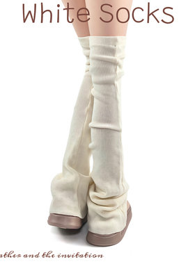 WHITE SOCKS白色过膝袜套女宽边微喇高弹堆堆袜百搭加长大腿腿套