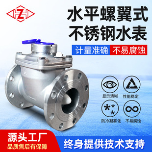 厂供不锈钢水平螺翼法兰干式 可拆水表化工民用304大口径水表蓝盖