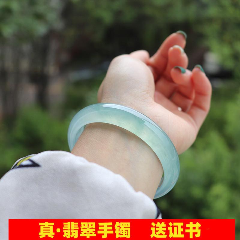 缅甸翡翠手镯女白冰玉镯糯