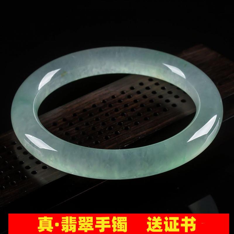 冰种圆条翡翠手镯小细条圆