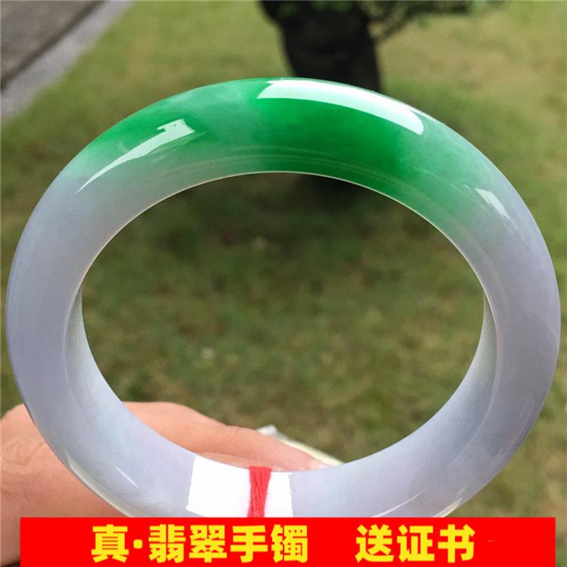 冰糯种翡翠手镯飘阳绿缅甸