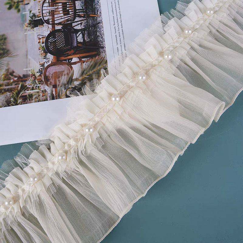 速发窗帘花边珍珠钉珠蕾丝花边法式浪漫荷叶边辅料褶皱木耳边装饰