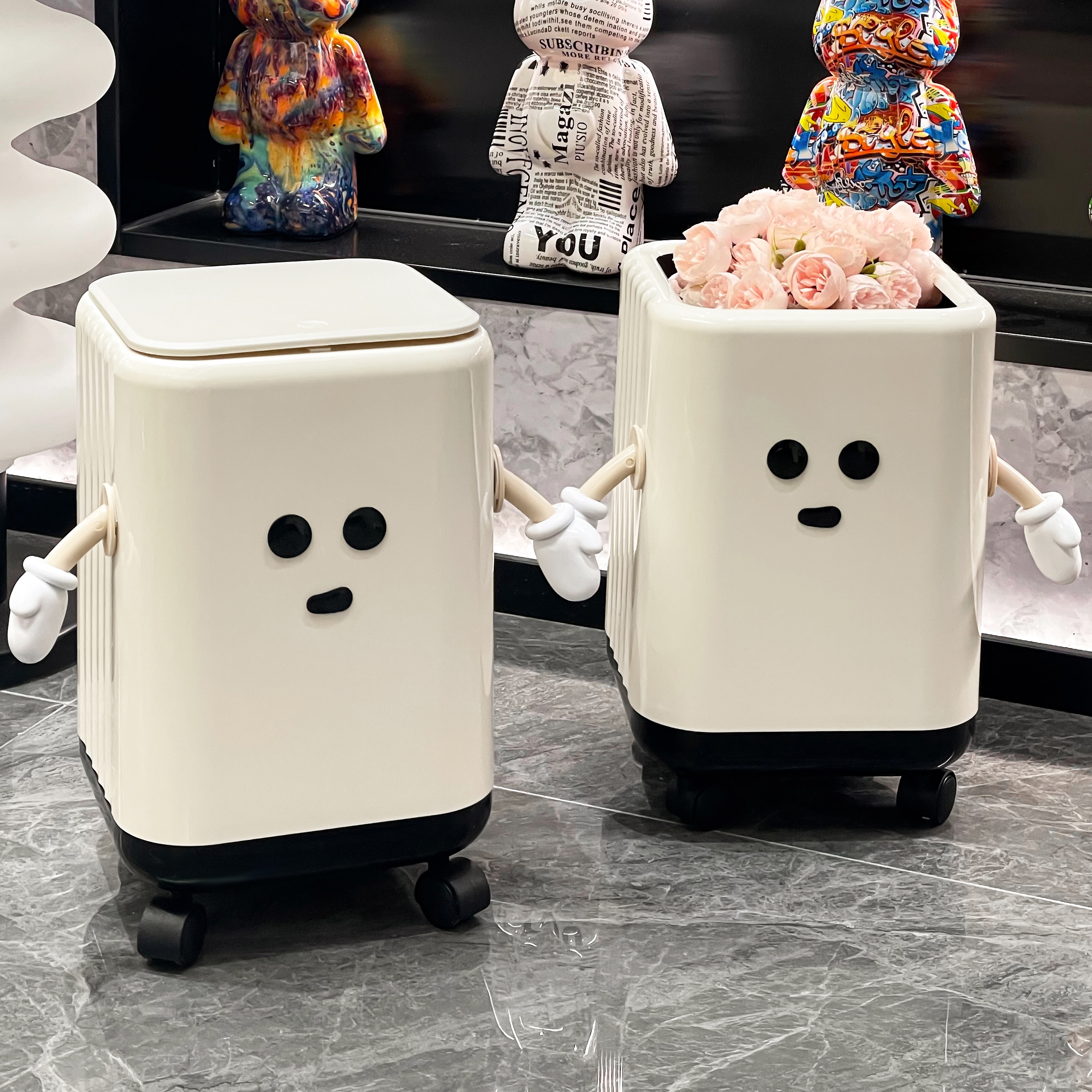 速发创意带房轮厨余专用垃圾桶家用厨滑带盖高颜值移级感可高动卫