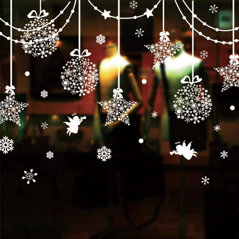 速发贴诞节挂饰装窗品场景氛围布置橱窗玻璃贴纸窗圣圣诞雪花吊饰