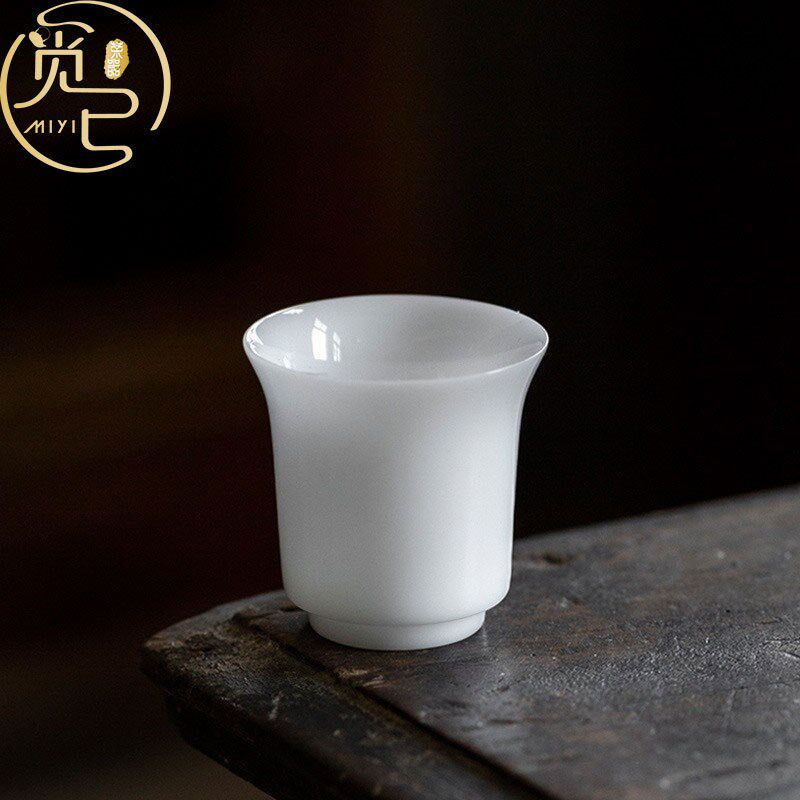 速发高档冰种玉瓷主人杯羊脂玉瓷功夫茶杯白瓷杯子中式单只单杯品