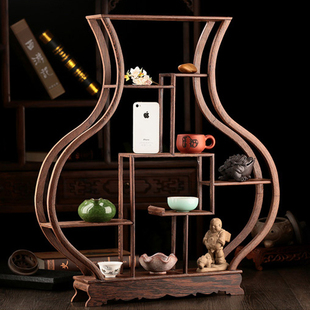 速发红木博古品工艺架摆件鸡翅木底座托石花瓶盆景奇架茶叶展示架