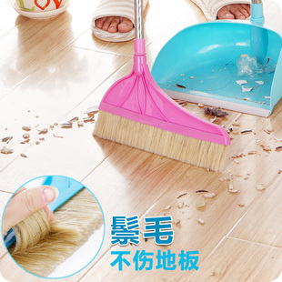 速发家用除尘鬃毛扫帚加长杆猪毛笤帚单个软毛板把木地头扫扫发神