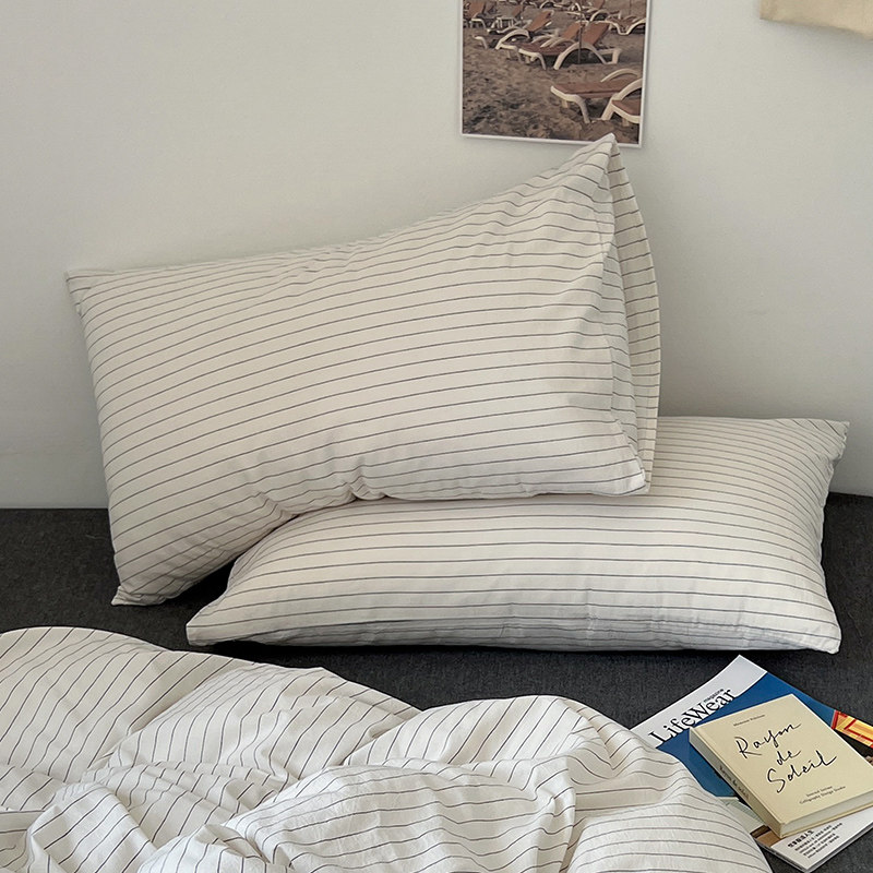 速发纯棉色织棉洗棉枕套一对枕全水枕头套装芯内胆套夏季48cmx74c