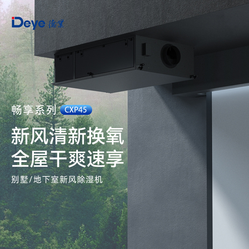 德业新风除湿一体机DY-CXP45 地下室别墅单向流净化抽湿机485集控