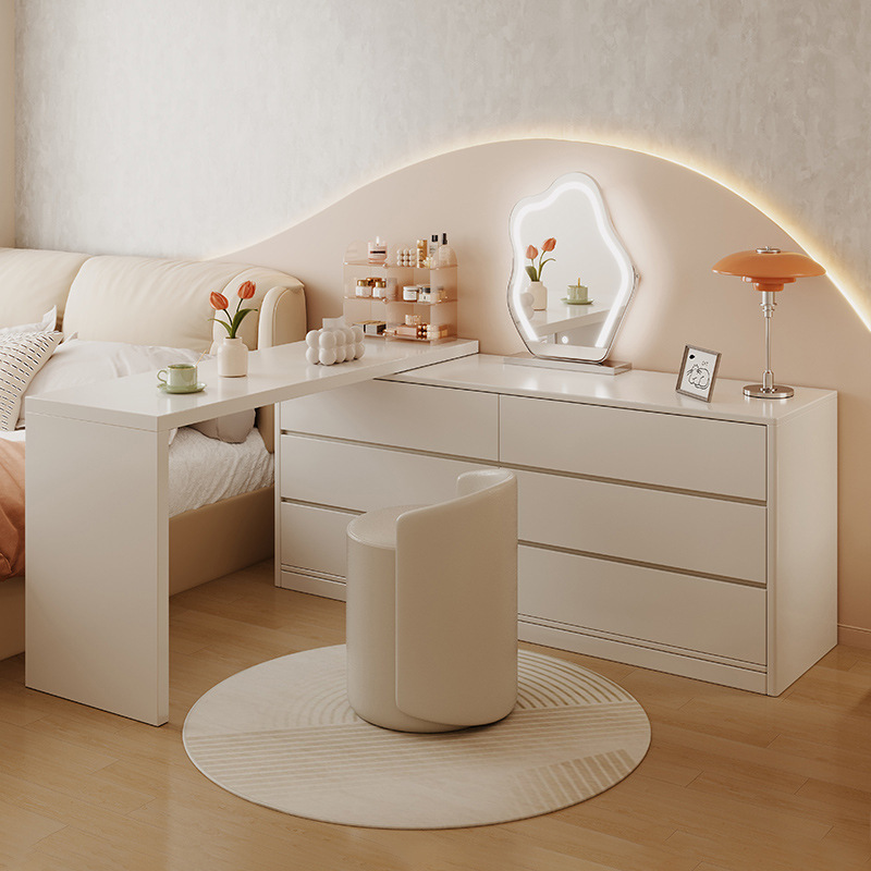 转角梳妆台卧室简约现代2024新款斗柜化妆台一体卧室拐角柜电脑桌