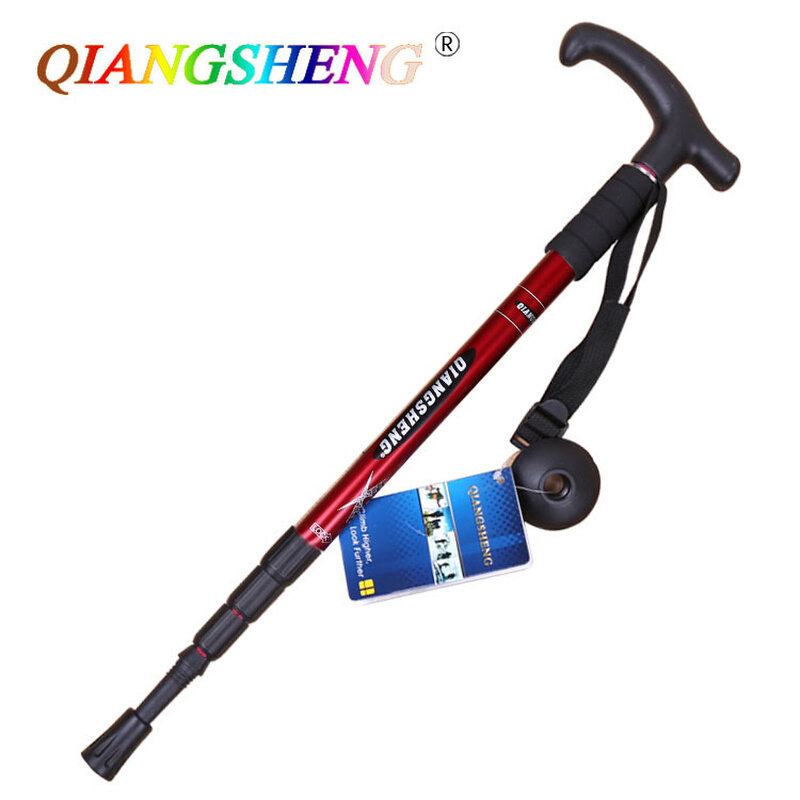 强盛可伸缩登山杖直柄手杖户外爬山装备徒步超轻超短T柄拐棍拐杖