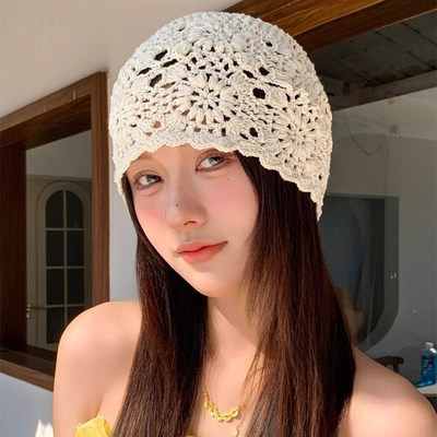 COCO JOCELYN法国[设计师联名款]手工编织堆堆帽女薄款镂空蕾丝帽