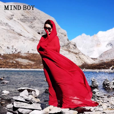 MIND BOY沙漠防晒披肩棉麻围巾海边旅游沙滩青海茶卡盐湖纱巾女