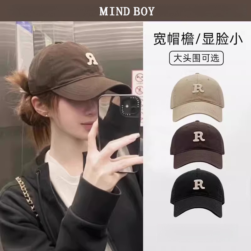 MIND BOY棒球帽女夏季大头围春秋显脸小百搭R标帽子男韩版鸭舌帽