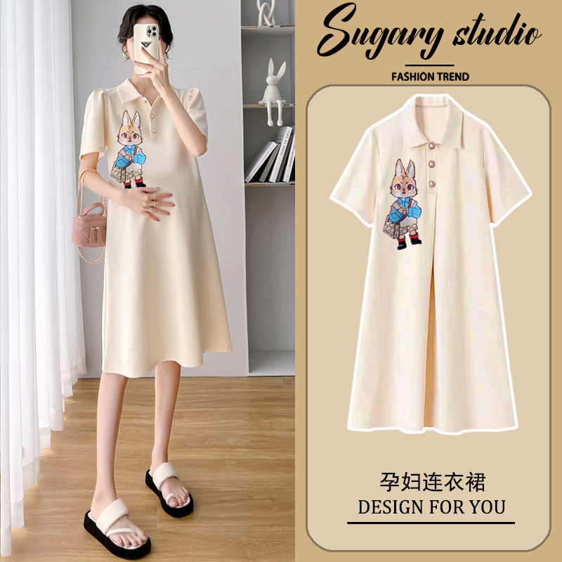 英国NEXT ROAD孕妇夏装短袖翻领气质刺绣连衣裙小个子宽松洋气裙