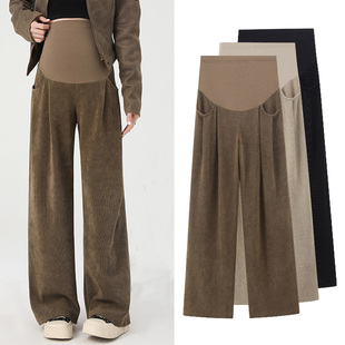 法国G·T孕妇阔腿裤秋季2025新款孕晚期加绒外穿不勒肚休闲软裤子