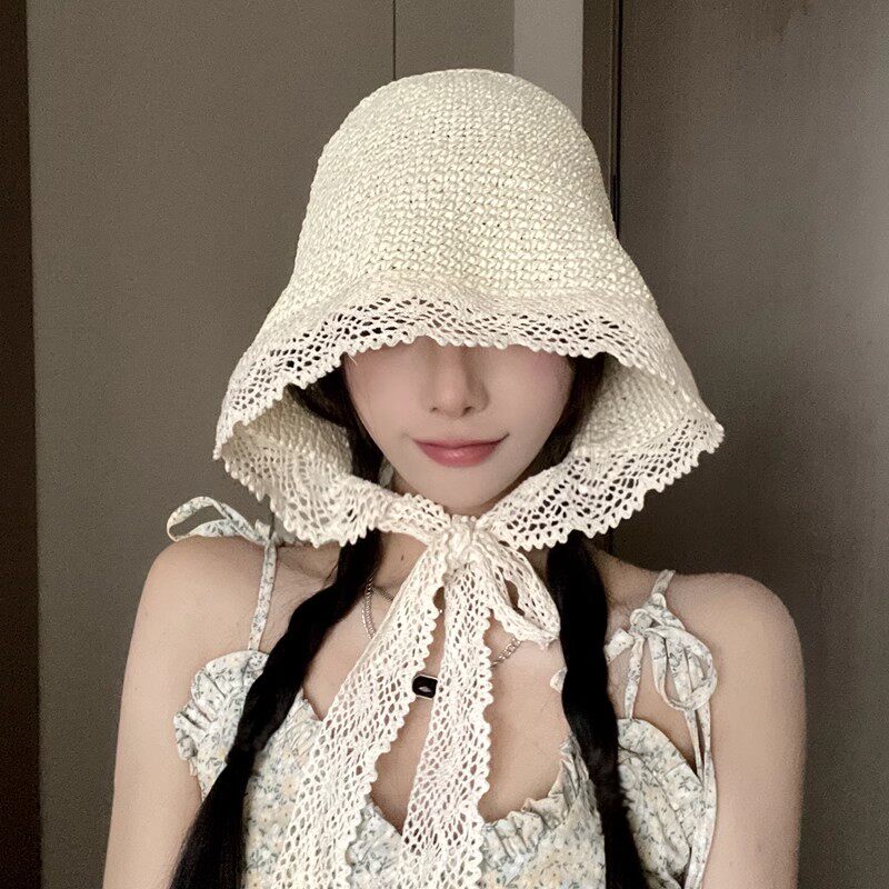 COCO jocelyn法国[设计师联名款]手工编织遮阳帽草帽透气渔夫帽女