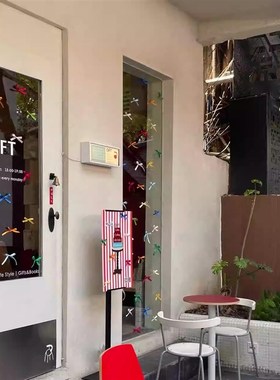 多巴胺蝴蝶结店铺装饰520情人节橱窗拍照氛O围布置吸引人玻璃贴纸