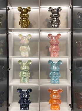 高级感暴a力熊摆件家居客厅酒柜电视柜玄关装饰存钱罐轻奢新家礼