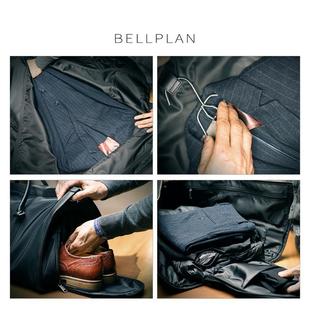 BELLPLAN男士 布配头层牛皮西装 旅行包手提西服包可折叠出差商务包