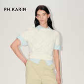 KARIN设计感32支全棉纱线弹力针织短袖 套头上衣女夏通勤