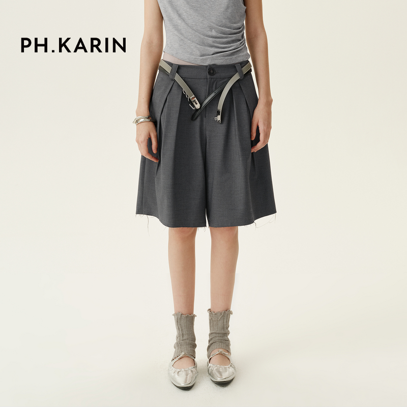 【明星同款】PH KARIN天丝羊毛混纺a摆西装短裤韩系女夏新款