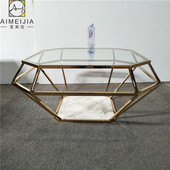 北欧轻奢铁艺现代简约创意钢化玻璃桌子茶台