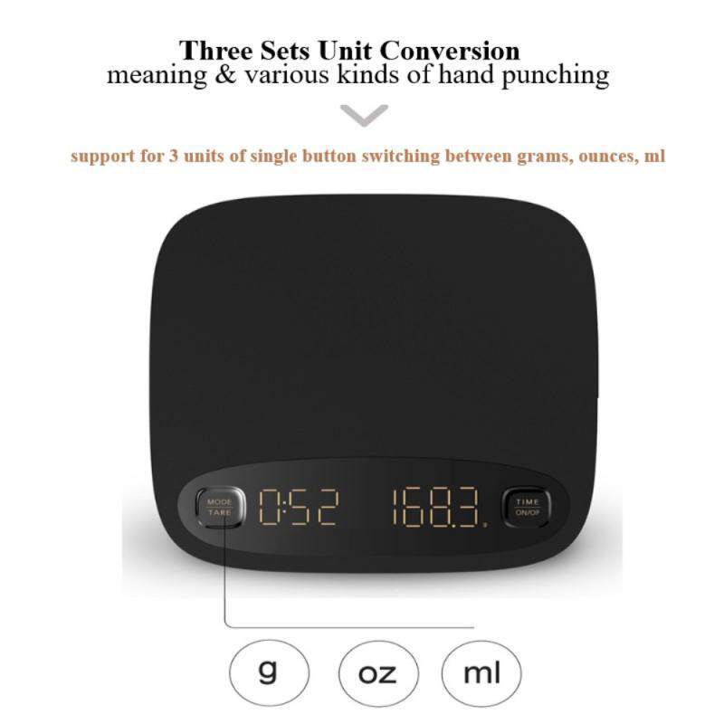 USB充电咖啡称手冲吧台电子称克秤带计时器3KG厨房秤咖啡秤