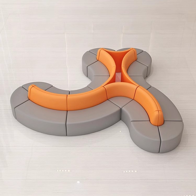 简约现代弧形等候创意休息区办公室异形休闲早教培训机构接待沙发图片
