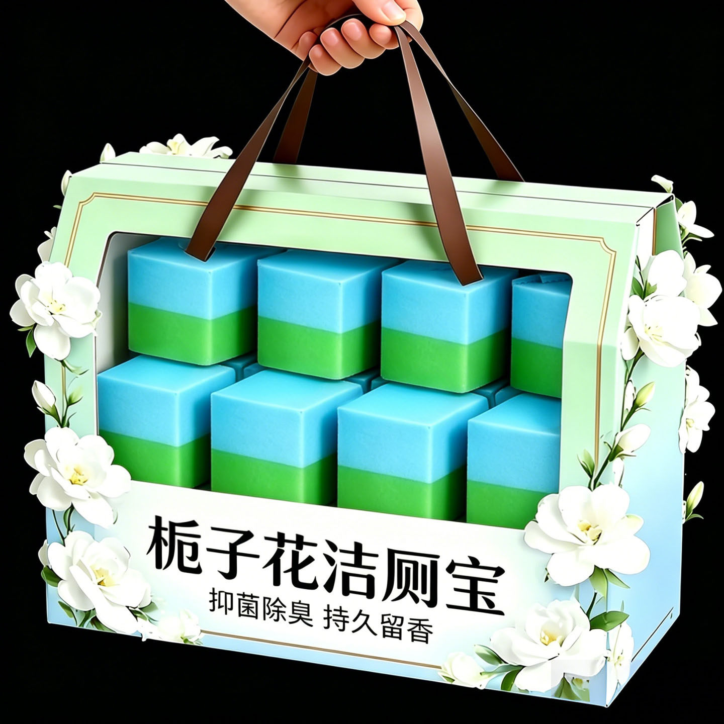 20块魔方蓝泡泡栀子花香氛洁厕块