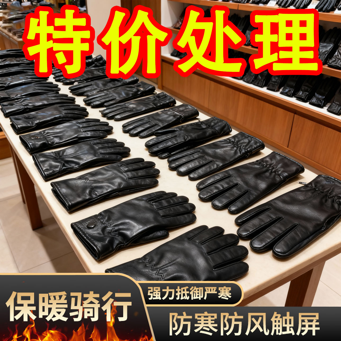 PU皮手套男女秋冬季保暖加绒触屏防滑防泼水抗寒挡风户外骑车外卖