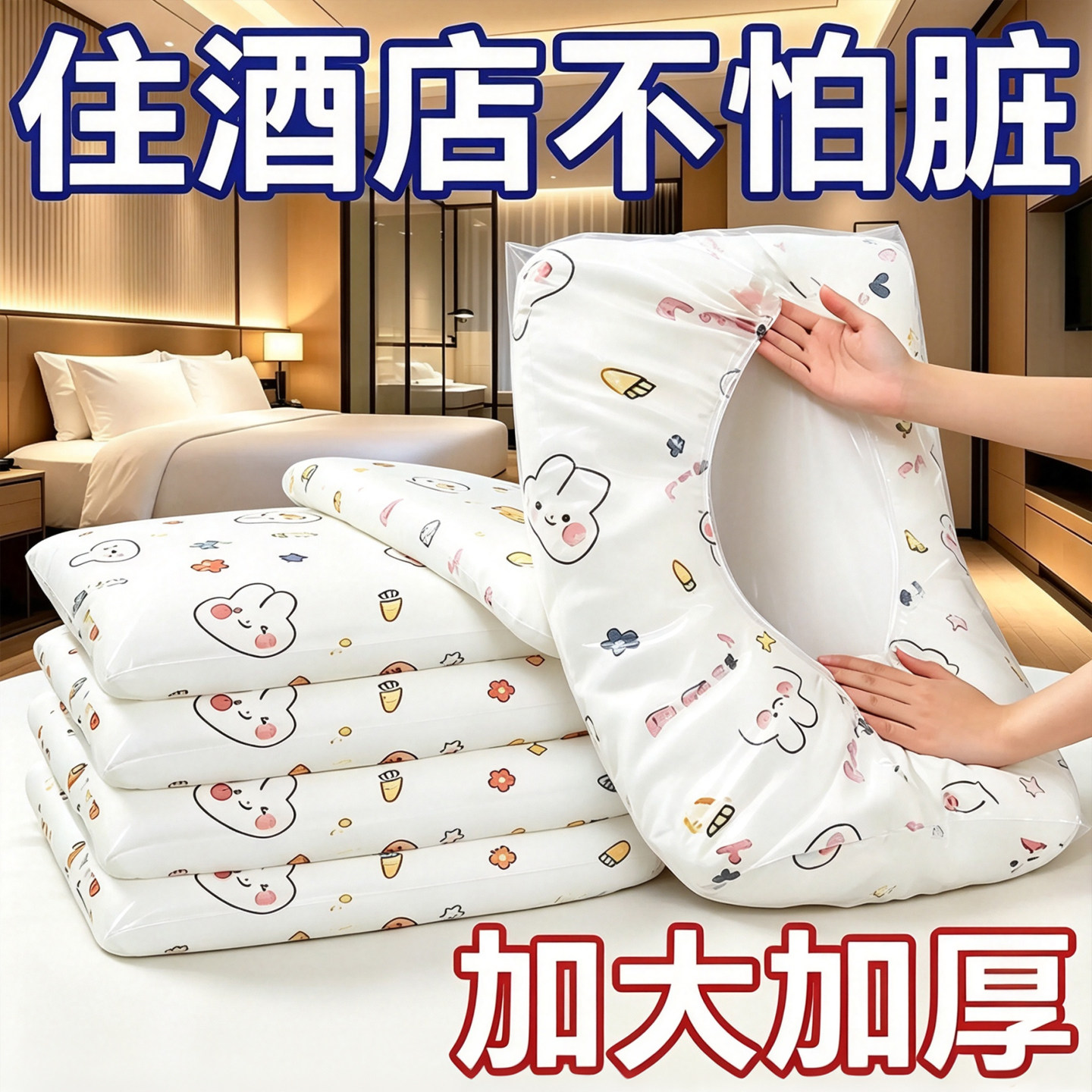 一次性枕套旅行枕巾独立包装加厚无菌纯棉枕头套隔脏旅游酒店用品
