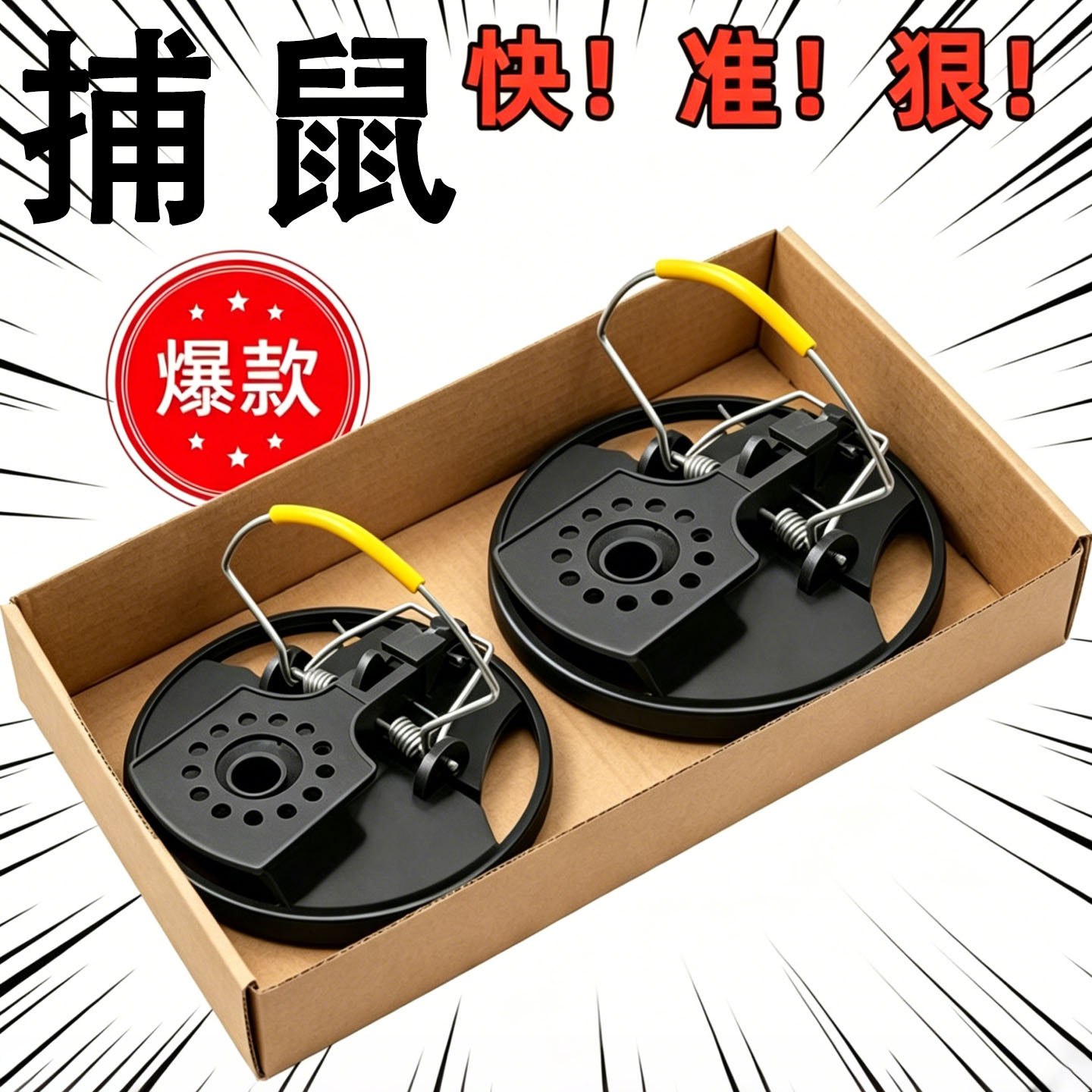 2026新款老鼠夹强力捕双弹簧超灵敏家用老鼠扑捉器高效逮灭抓耗子