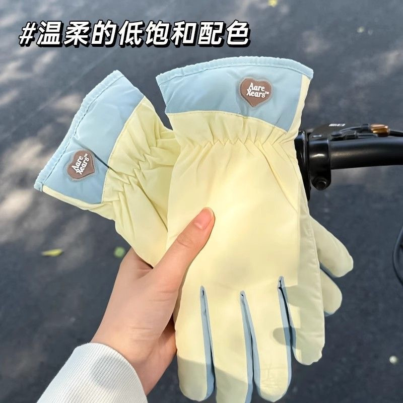 女士加厚防寒触屏蝴蝶结手套
