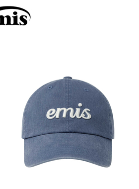 emis帽子女染料手写体棒球帽男款蓝色大头围韩系软顶鸭舌帽运动帽