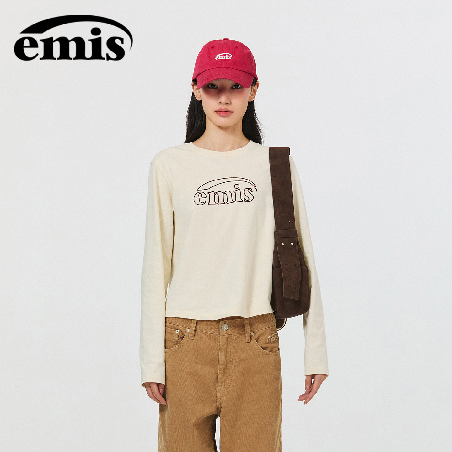 【韩国直邮】emis奶油色长袖T恤图片