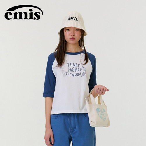 女款emis海岸风插肩袖T恤白色