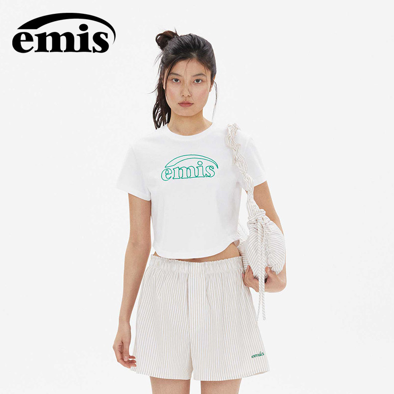 emis女式链式缝线T恤白色图片