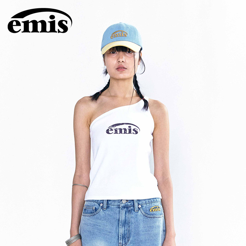 emis背心女夏外穿单肩无袖上衣白色韩系高级感辣妹性感打底内搭