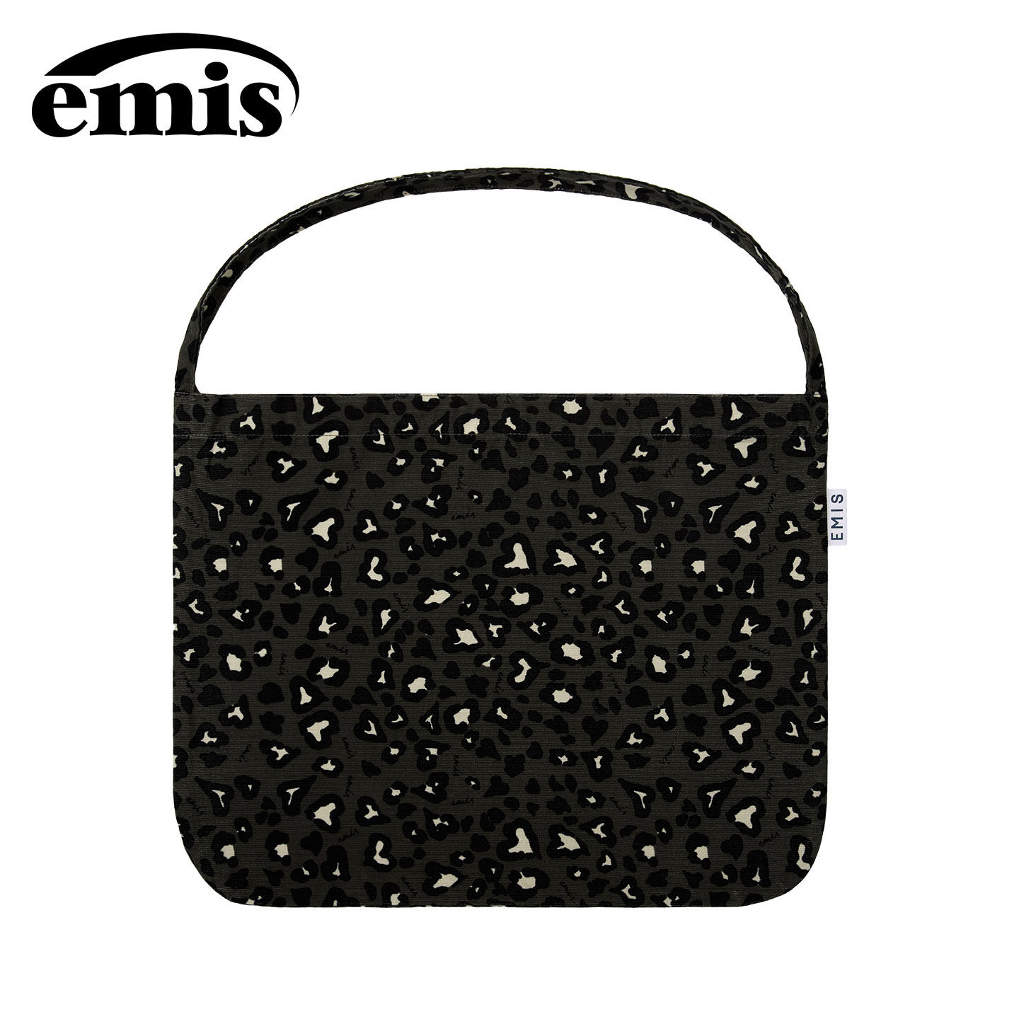 emis包包LOGO豹纹灯芯绒帆布包深灰色手提包大容量单肩包日常通勤