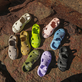 海边拖鞋 家家乐洞洞鞋 女士沙滩鞋 外穿厚底防滑凉鞋 女旅游度假夏季