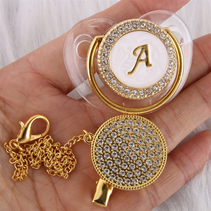 极速26 Initial Letters sTransparent Baby Pacifier with Chain