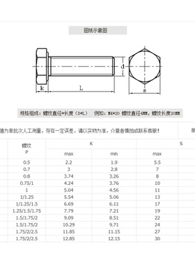 极速M16cM18M20 304不锈钢细牙外六角螺栓螺丝*40x60x80x100x1.5m