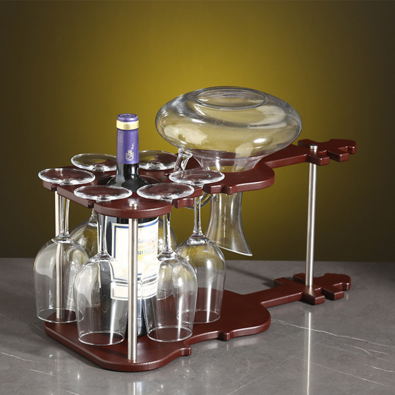 极速创意红酒架摆件架子高脚杯架C倒挂醒酒器收纳家用木质实木现
