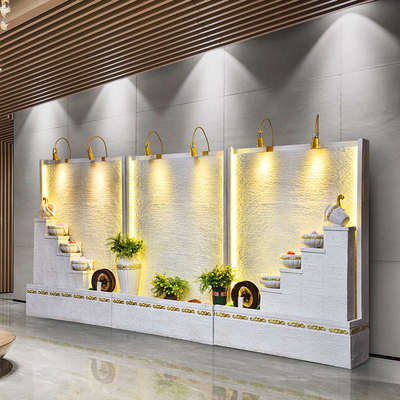 欧式大型假山水幕墙流水屏风隔断新房客厅公司办公室装饰景观摆件