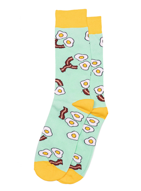 男女同款情侣袜舒适棉质Happy Breakfast幸福的早餐培根煎蛋OO