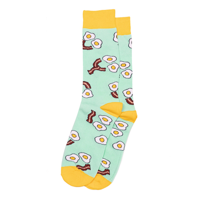 男女同款情侣袜舒适棉质Happy Breakfast幸福的早餐培根煎蛋OO