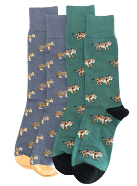 莫代尔棉质混纺TIGER老虎图案无骨对目对口中筒男袜BAS