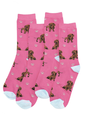 竹纤维竹袜抗菌防臭透气吸汗排湿DACHSHUND香肠狗腊肠狗女袜HT